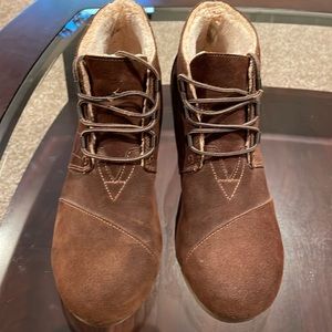 TOMS Womens Wedge Bootie Brown Size10 GUC